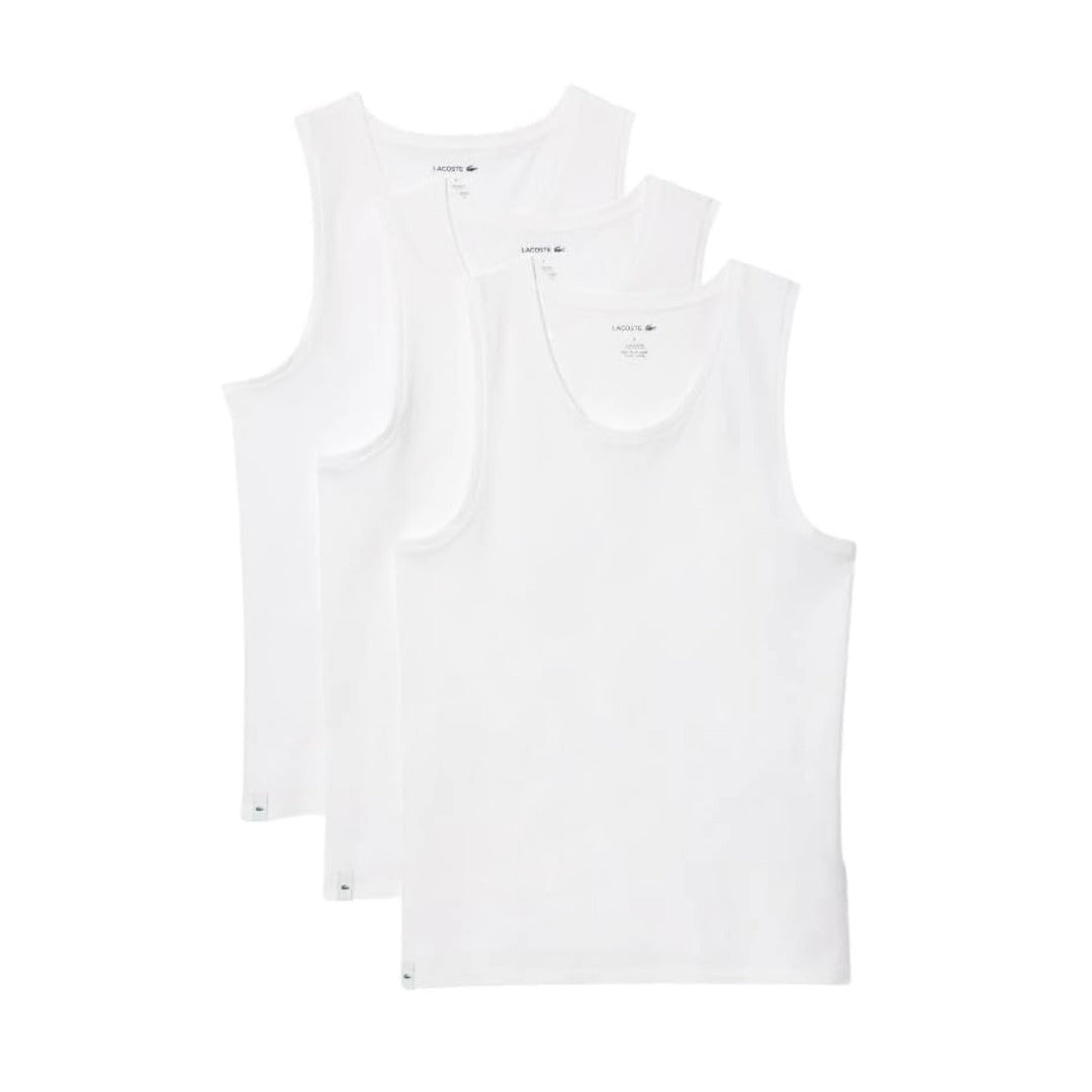 Lacoste Mens 100% Cotton Regular Fit Crew Neck Tank Top 3-Pack