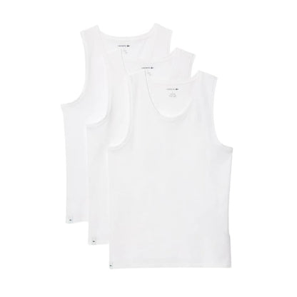 Lacoste Mens 100% Cotton Regular Fit Crew Neck Tank Top 3-Pack