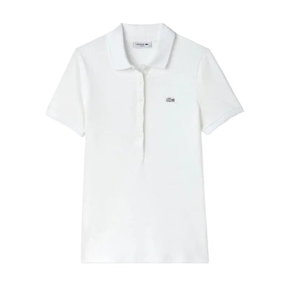 Lacoste Women's Short Sleeve Slim Fit Stretch Pique Polo Shirt - White