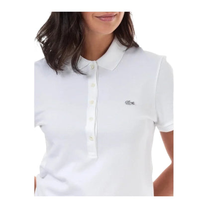 Lacoste Women's Short Sleeve Slim Fit Stretch Pique Polo Shirt - White
