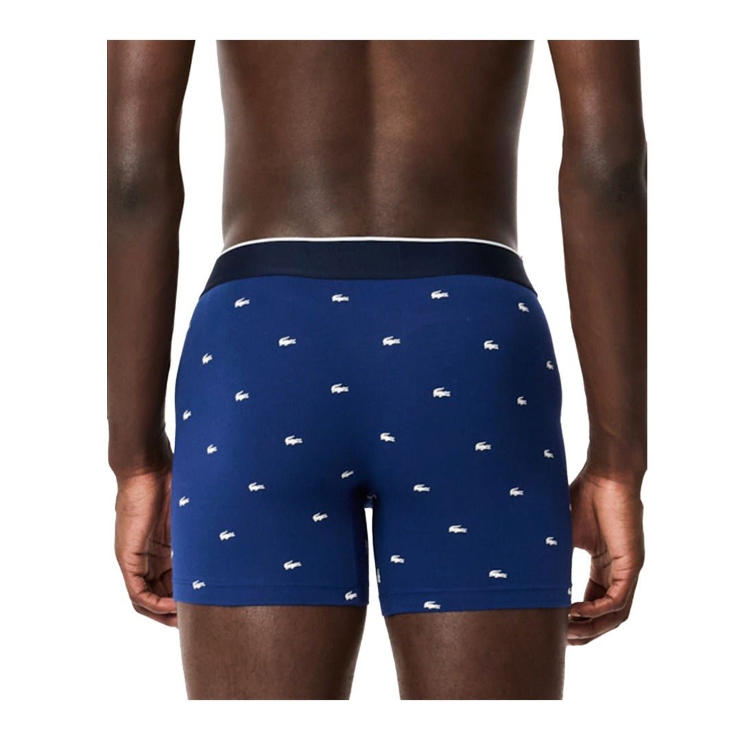 Lacoste Men's Cotton Stretch Mini Croc Print Trunks, 3-pack