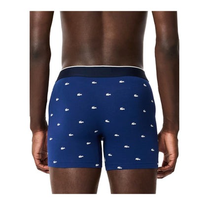 Lacoste Men's Cotton Stretch Mini Croc Print Trunks, 3-pack