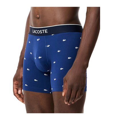 Lacoste Men's Cotton Stretch Mini Croc Print Trunks, 3-pack