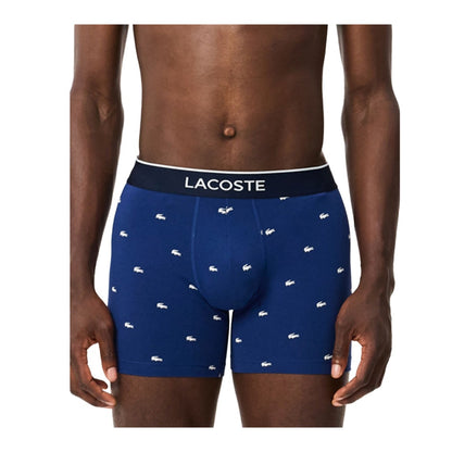 Lacoste Men's Cotton Stretch Mini Croc Print Trunks, 3-pack