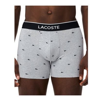 Lacoste Men's Cotton Stretch Mini Croc Print Trunks, 3-pack