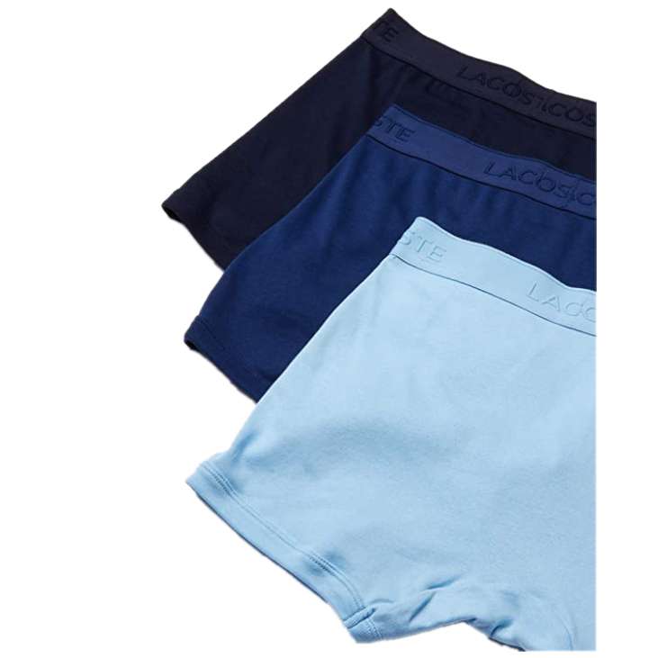 Lacoste Men's Essentials Classic 3 Pack 100% Cotton Trunks (Navy Blue/Methylene/Tropical) (5H3410-51-VUC
