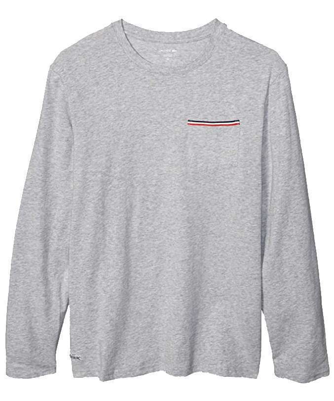 Lacoste Men's Long Sleeve Cotton Crewneck T-Shirt -Grey Heather