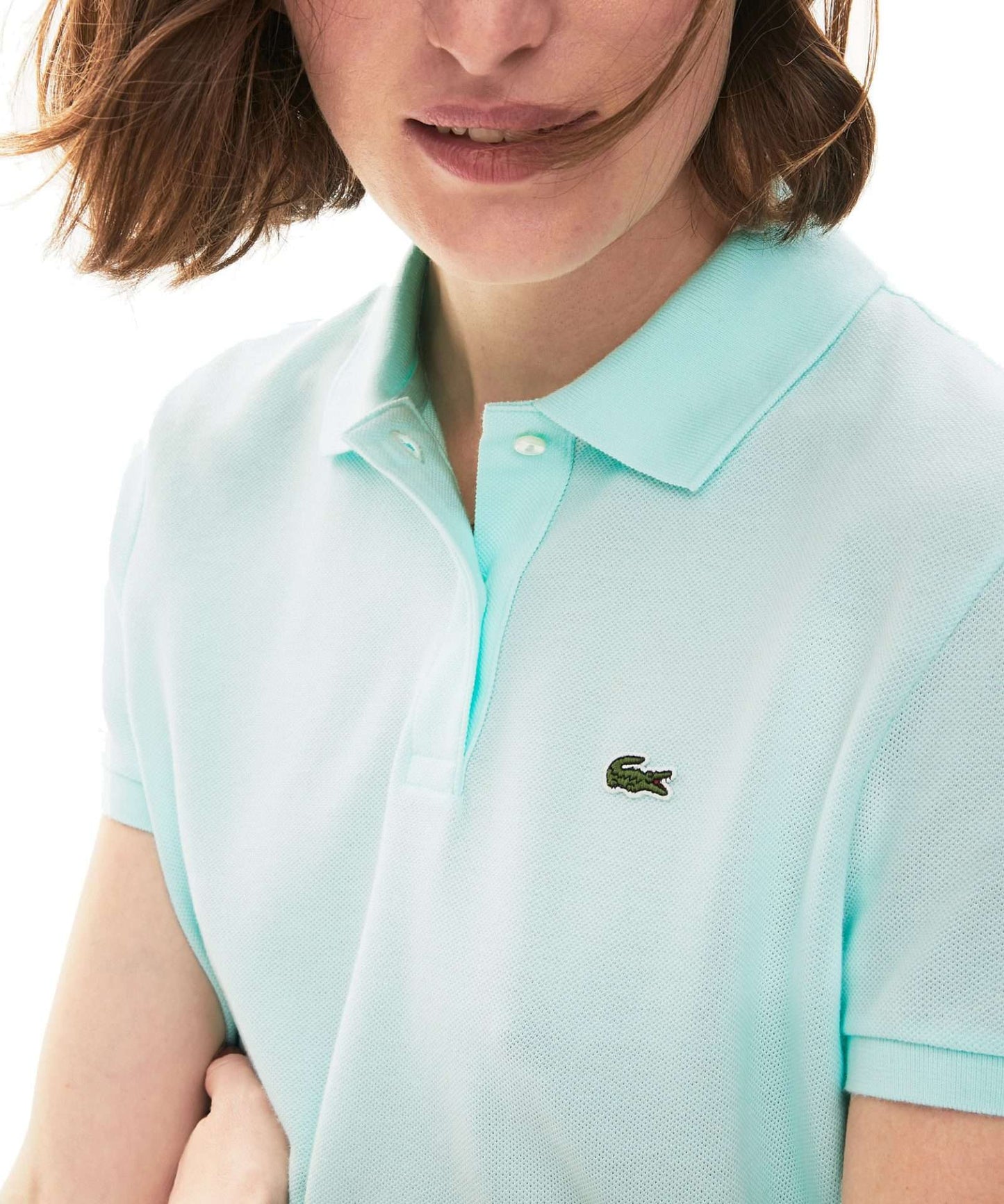 Lacoste Women's Classic Fit Soft Cotton Petit Piqué Polo (Rill Light Blue)