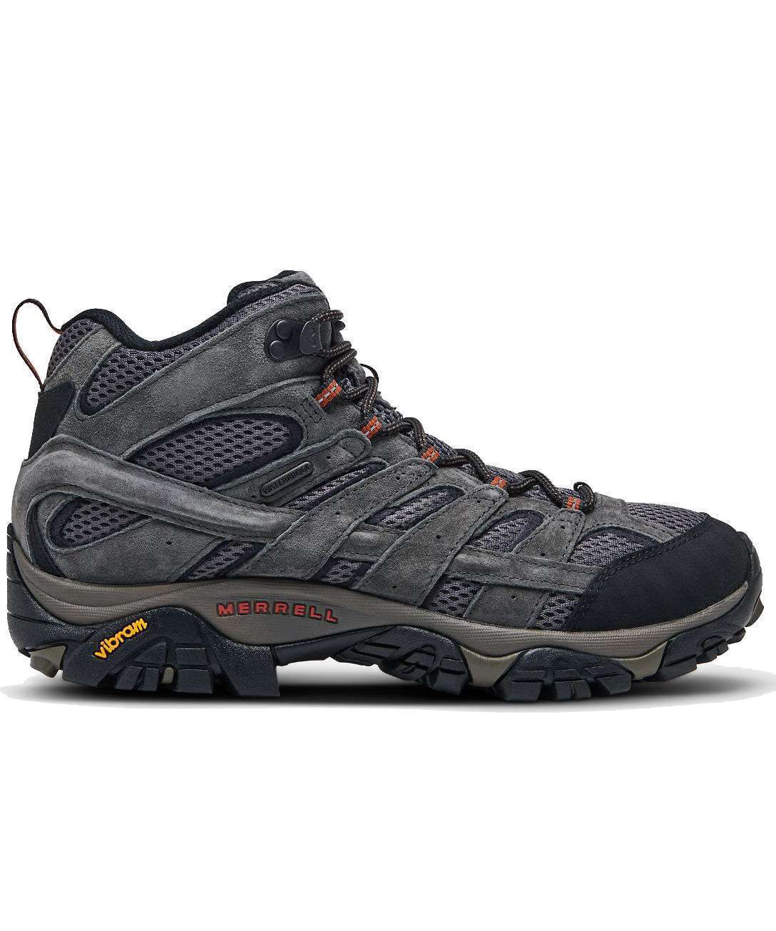 Men's mid-height waterproof hiking boots featuring a suede leather and mesh upper, lace-up closure, protective toe cap, cushioned midsole, and rugged traction outsole