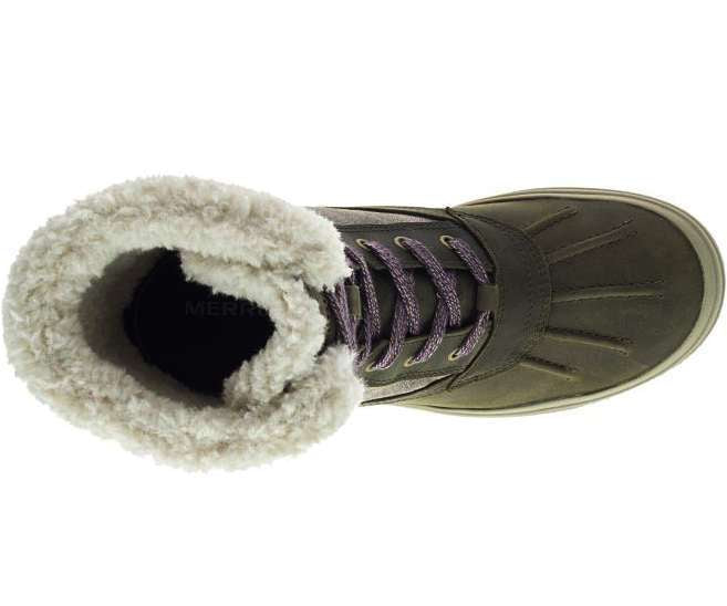 Merrell Women's Haven Mid Lace Polar Waterproof Boots - Olive J001862