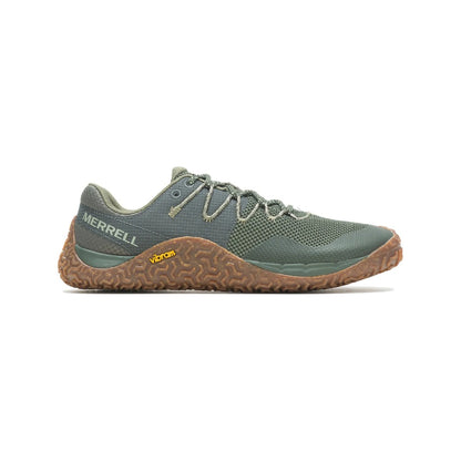 Men's minimalist trail running shoes with a breathable mesh upper, low-profile flexible design, secure laces, cushioned midsole, and durable traction outsole.