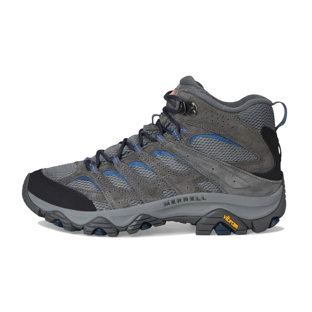 Men's mid-height hiking boots featuring a suede leather and mesh upper, lace-up closure, protective toe cap, cushioned midsole, and rugged traction outsole