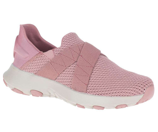 Women’s lightweight knit shoes featuring a flexible breathable textile upper, lace-up closure, padded collar, cushioned footbed, supportive midsole, streamlined low-profile design, and durable rubber outsole for comfortable everyday walking and casual wear