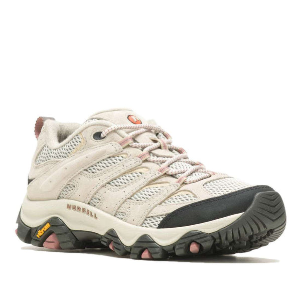 Merrell Women's Moab 3 J036346/ AluminuWomen’s waterproof hiking shoes featuring a durable leather and mesh upper, lace-up closure, padded collar, supportive footbed, cushioned midsole, protective toe cap, and rugged rubber outsole with multi-directional lugs for hiking on varied terrainm 
