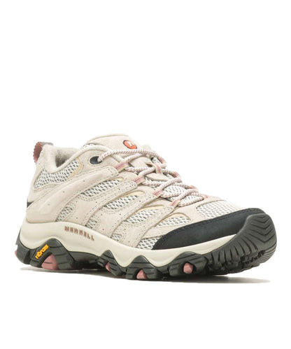 Merrell Women's Moab 3 J036346/ AluminuWomen’s waterproof hiking shoes featuring a durable leather and mesh upper, lace-up closure, padded collar, supportive footbed, cushioned midsole, protective toe cap, and rugged rubber outsole with multi-directional lugs for hiking on varied terrainm 