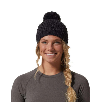Mountain Hardwear Women’s Snow Capped™ Beanie in patterned knit with pom-pom top and soft fleece lining.