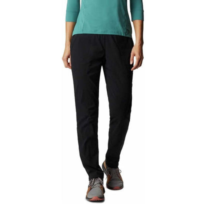 Mountain Hardwear Women’s Dynama Lined Pant in black featuring stretch nylon fabric, fleece lining, and elastic waistband for comfort and mobility.