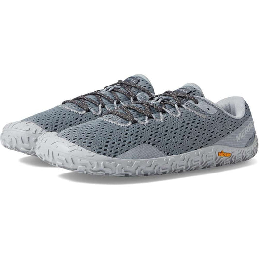 Merrell Vapor Glove 6 minimalist running shoe with a Vibram sole and breathable mesh upper.