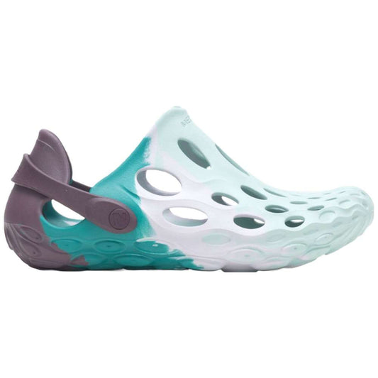 Close-up of Merrell Women's Hydro Moc shoes in iris/teal color.