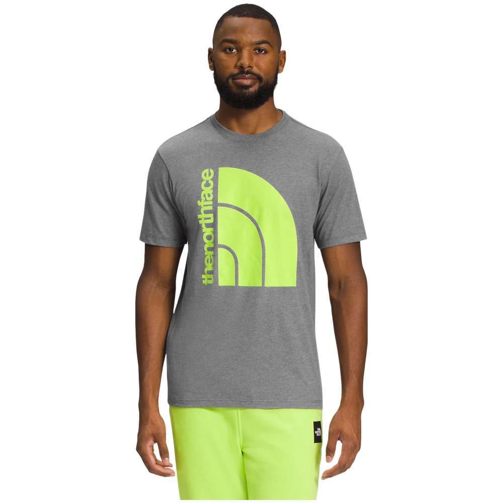 A man wearing The North Face Men's Short-Sleeve Jumbo Half Dome Tee.
