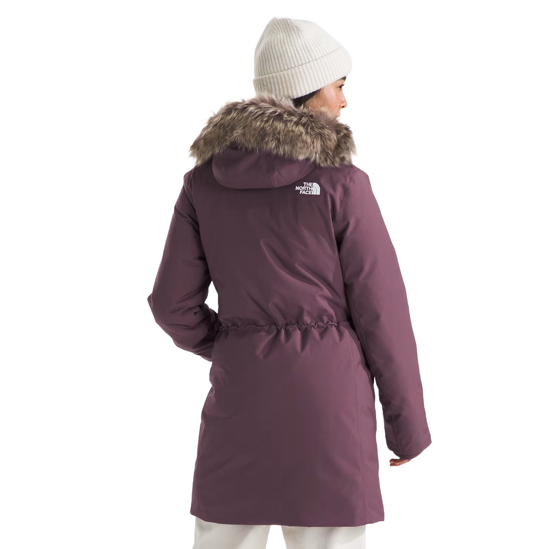"The North Face Women's ARC Parka, lightweight waterproof jacket with a modern design, providing protection from rain and wind