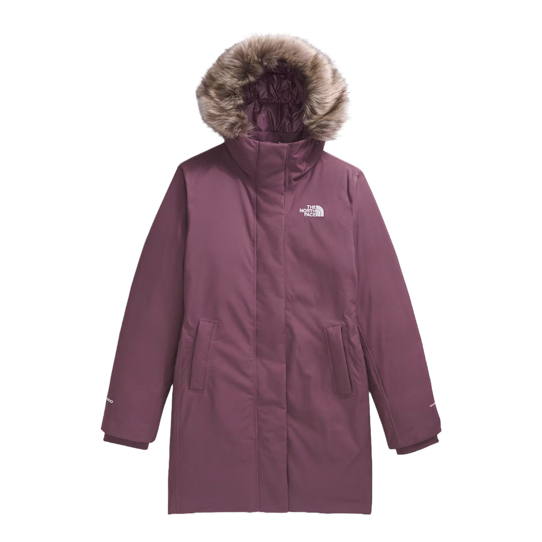 "The North Face Women's ARC Parka, lightweight waterproof jacket with a modern design, providing protection from rain and wind
