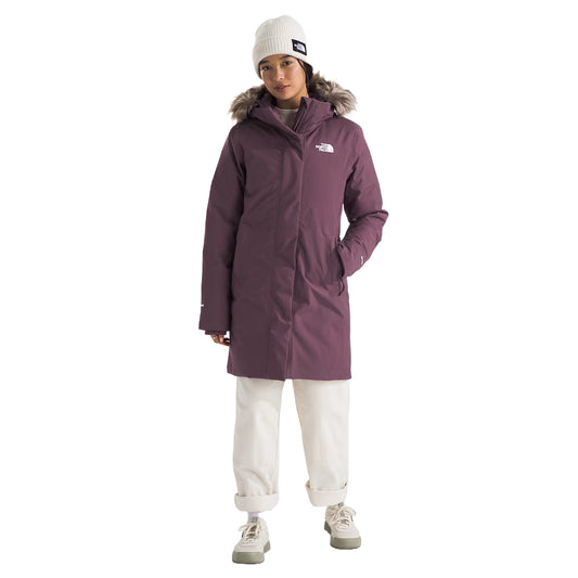 "The North Face Women's ARC Parka, lightweight waterproof jacket with a modern design, providing protection from rain and wind