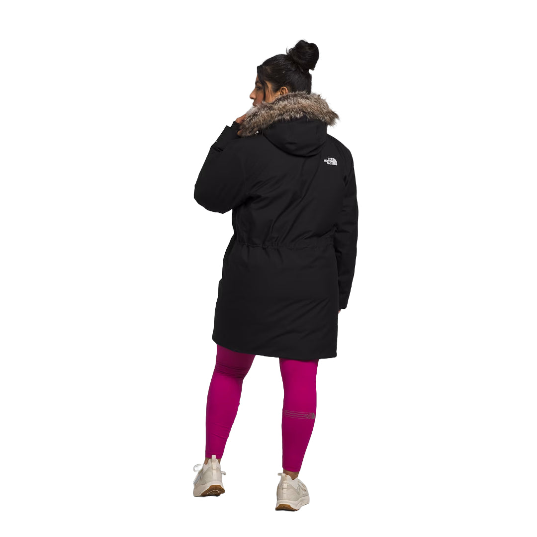 The North Face Women's Plus Size ARC Parka, lightweight waterproof jacket with a sleek design, perfect for rain and wind protection.