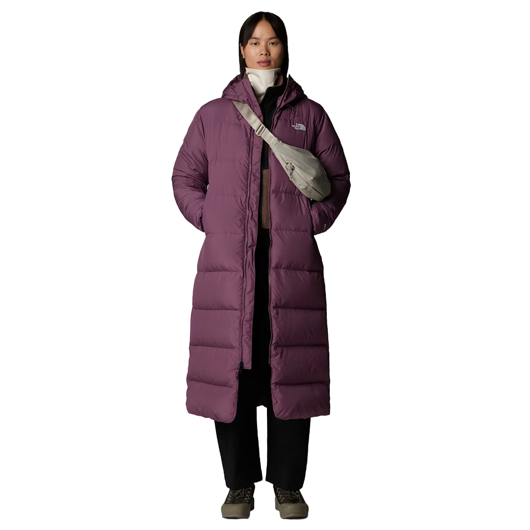 The North Face Women's Triple C Parka, long insulated winter coat with down fill, designed for warmth and style in cold weather.