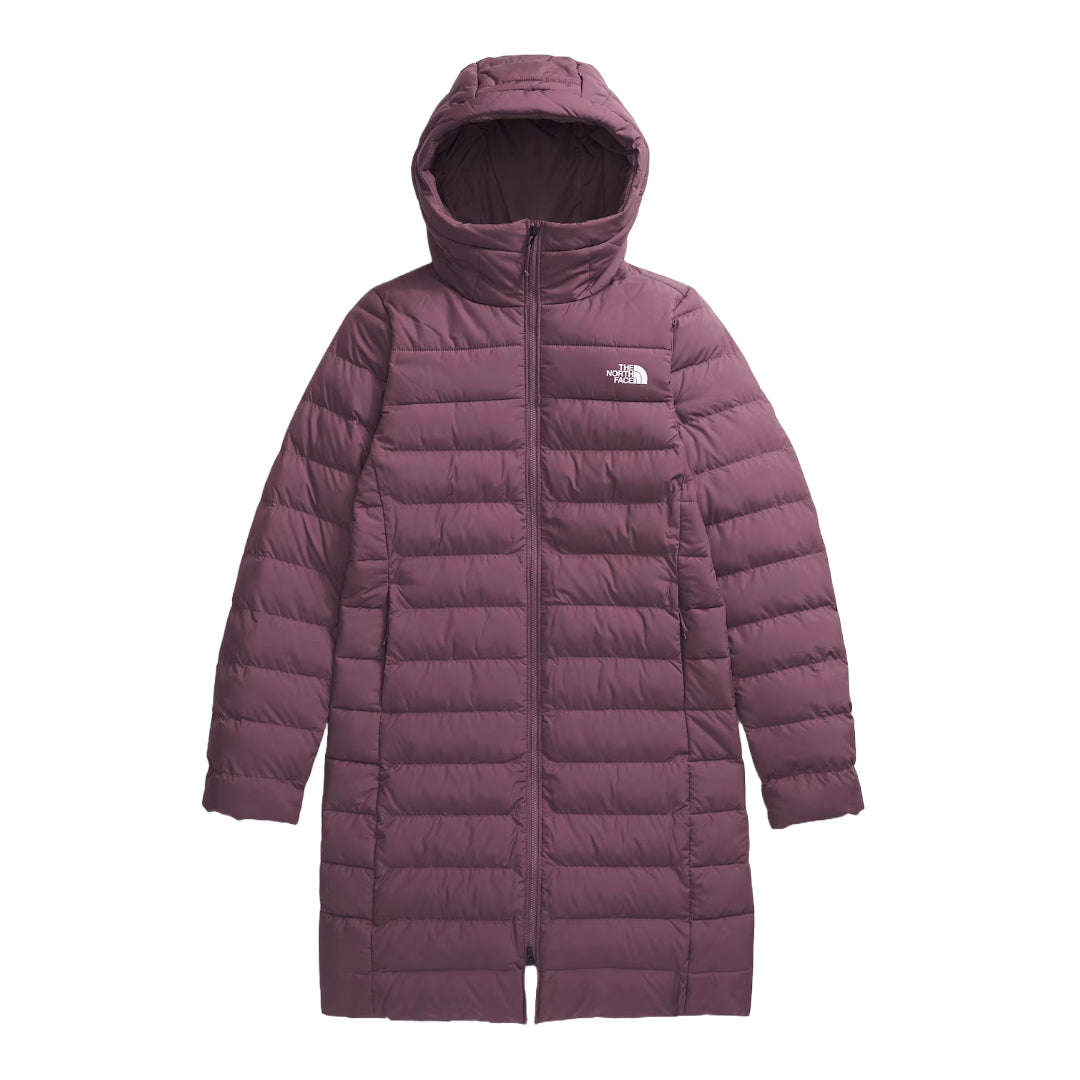 The North Face Women's Aconcagua Parka, insulated with down and synthetic fill, offering lightweight warmth and water-repellent protection