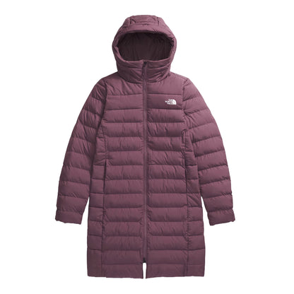 The North Face Women's Aconcagua Parka, insulated with down and synthetic fill, offering lightweight warmth and water-repellent protection