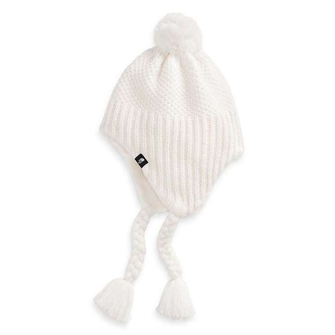 North Face Girl's Purrl Stitch Earflap Beanie #NF0A4VTFN3N Gardenia White