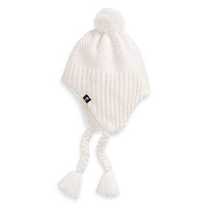 North Face Girl's Purrl Stitch Earflap Beanie #NF0A4VTFN3N Gardenia White
