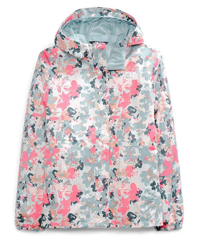 North Face Girls' Resolve Reflective Jacket #NF0A55LR0EA Tourmaline Blue Multi Floral Camo Print
