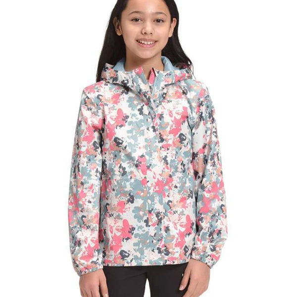 The North Face Girls' Resolve Reflective Jacket (Tourmaline Blue Multi Floral Camo Print)