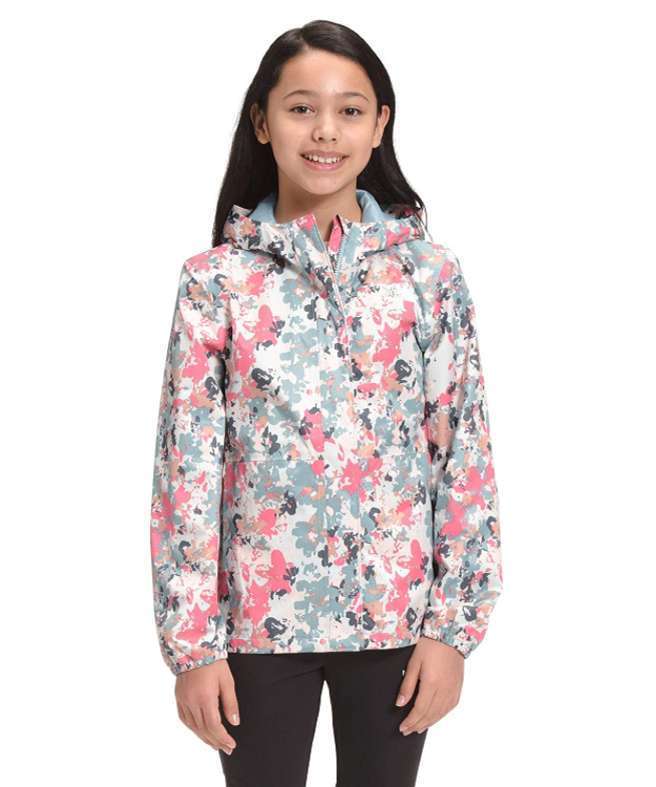 The North Face Girls' Resolve Reflective Jacket (Tourmaline Blue Multi Floral Camo Print)