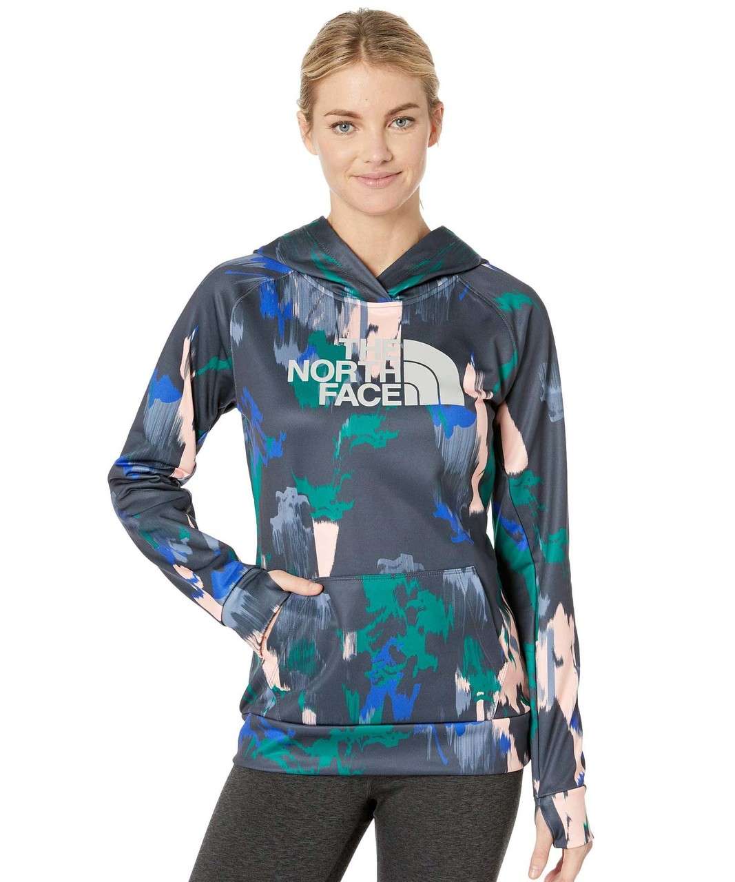 The North Face Women's Fave Half Dome Pullover Hoodie AZTEC BLUE CT GEODE PRINT/MINT BLUE