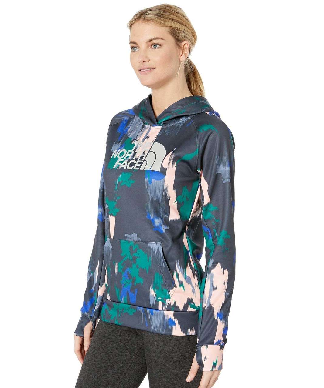 The North Face Women's Fave Half Dome Pullover Hoodie AZTEC BLUE CT GEODE PRINT/MINT BLUE