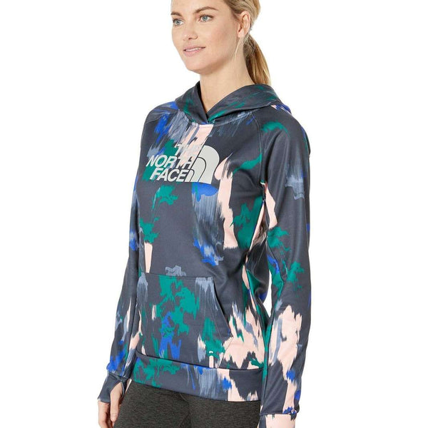 The North Face Women's Fave Half Dome Pullover Hoodie Dazzling Blue Painted Feather Print / High Rise Grey