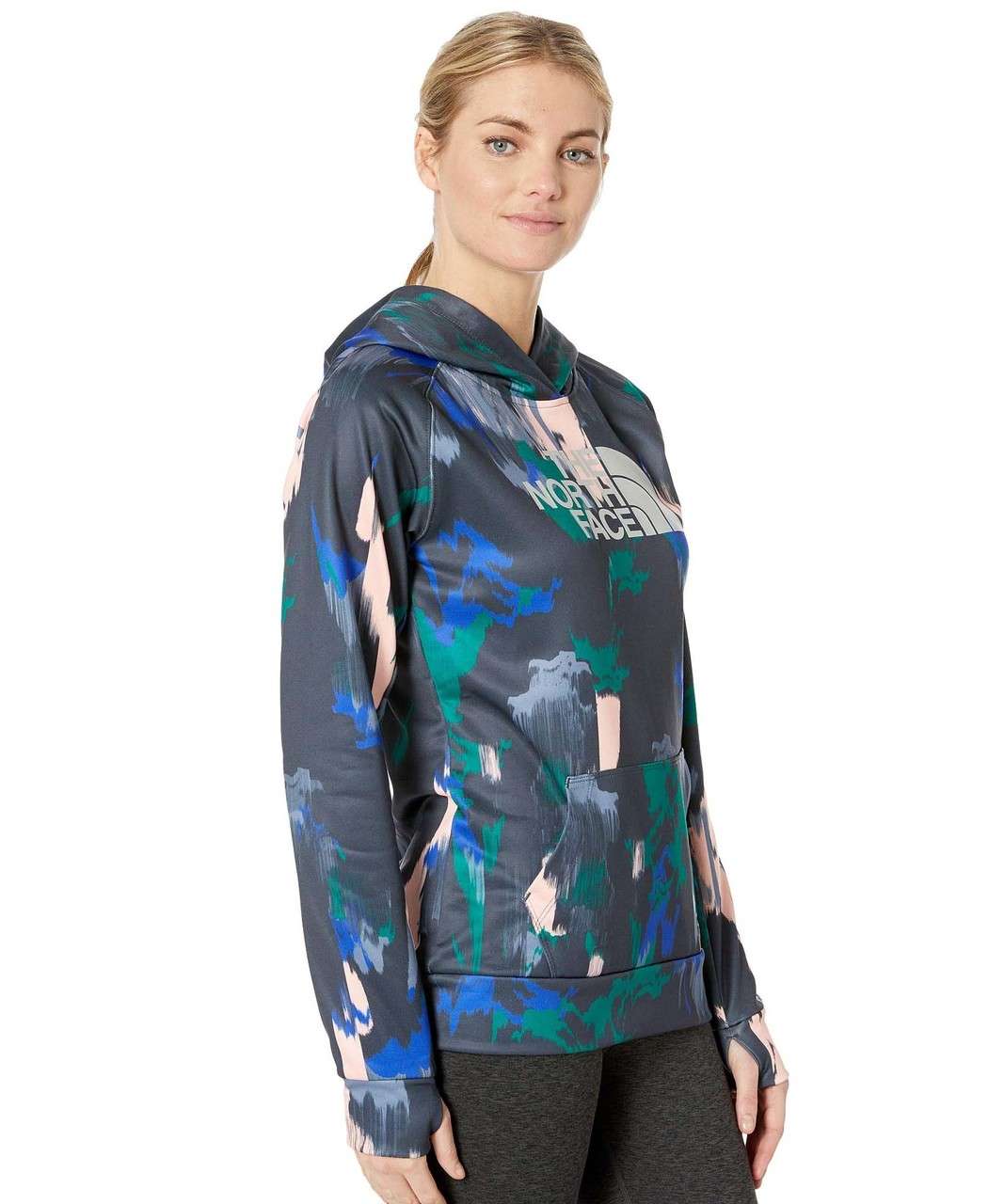 The North Face Women's Fave Half Dome Pullover Hoodie AZTEC BLUE CT GEODE PRINT/MINT BLUE