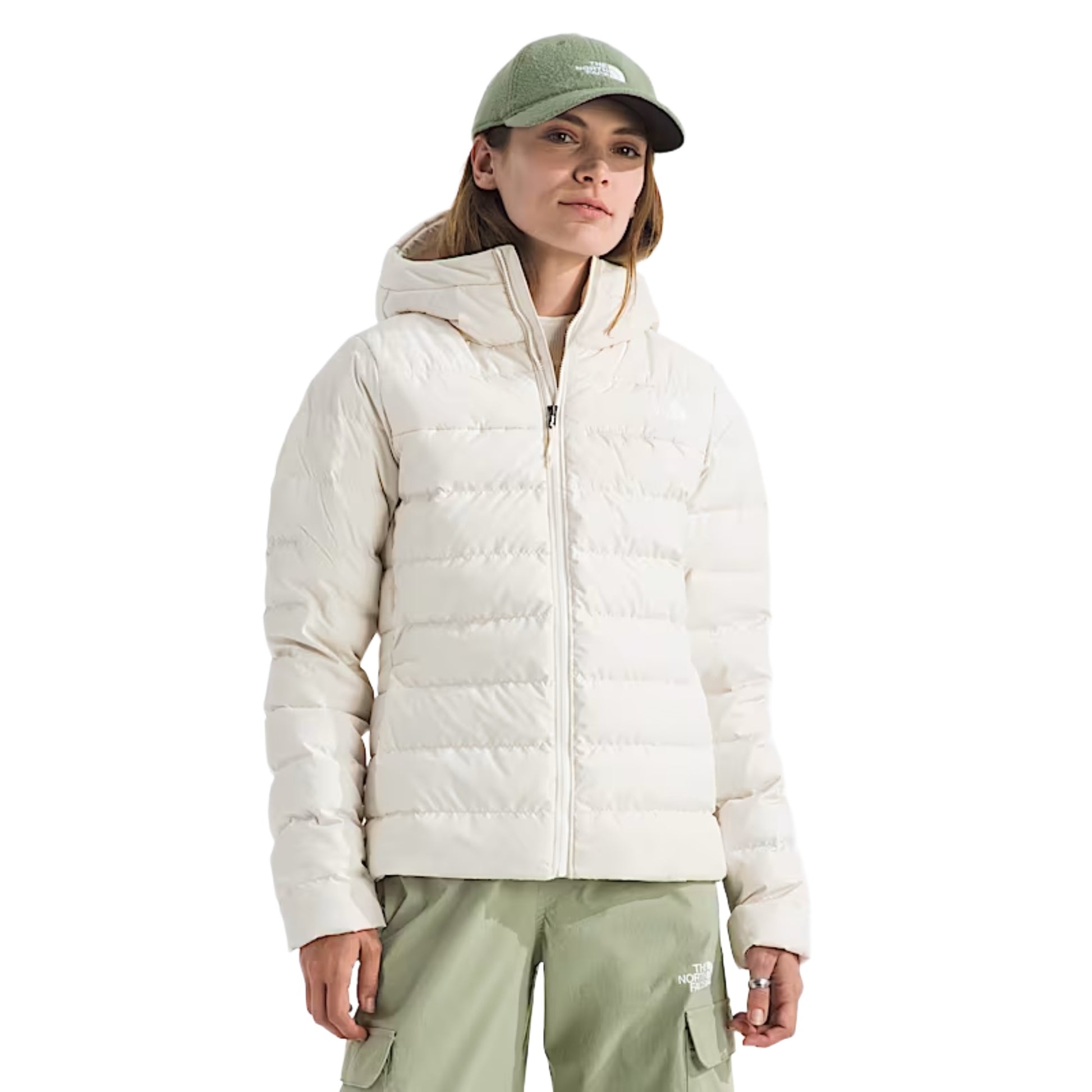The North Face Women’s Aconcagua 3 Hoodie in black, featuring a quilted design, full front zip, and fitted hood for warmth and comfort.