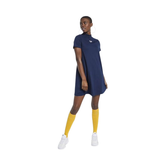 Women’s casual athletic dress featuring soft breathable fabric, short sleeves, a crew neckline, relaxed fit, and a sporty silhouette for everyday comfort and style