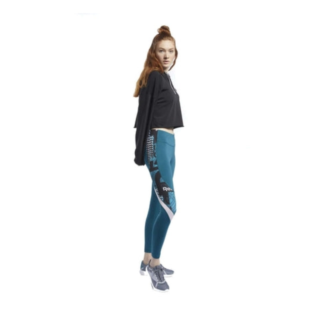 Women’s athletic tights featuring stretch moisture-wicking fabric, a supportive high-rise waistband, fitted silhouette, and breathable construction for training, running, and fitness activities