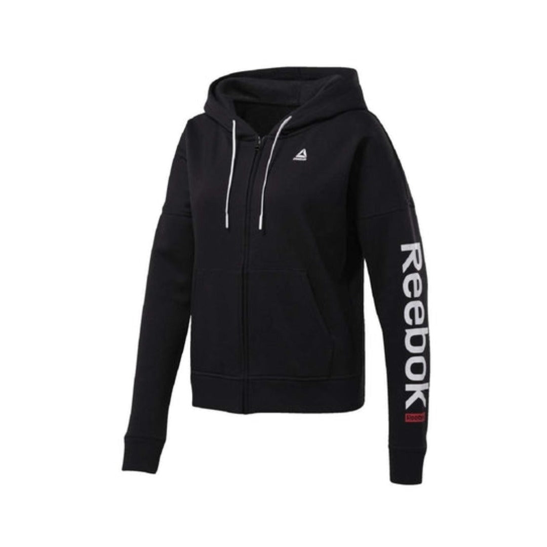 Reebok Women's Liner Logo Full Zip Hoodies - Chalk Lux Maroon Black