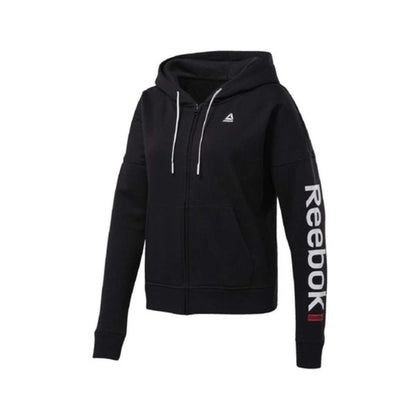 Reebok Women's Liner Logo Full Zip Hoodies - Chalk Lux Maroon Black