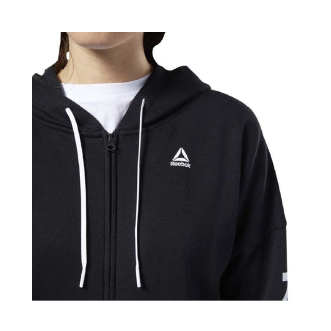 Reebok Women's Liner Logo Full Zip Hoodies - Chalk Lux Maroon Black
