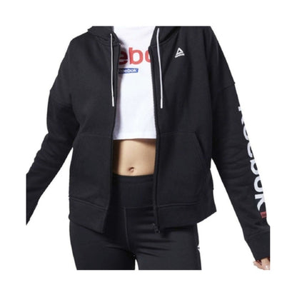 Reebok Women's Liner Logo Full Zip Hoodies - Chalk Lux Maroon Black