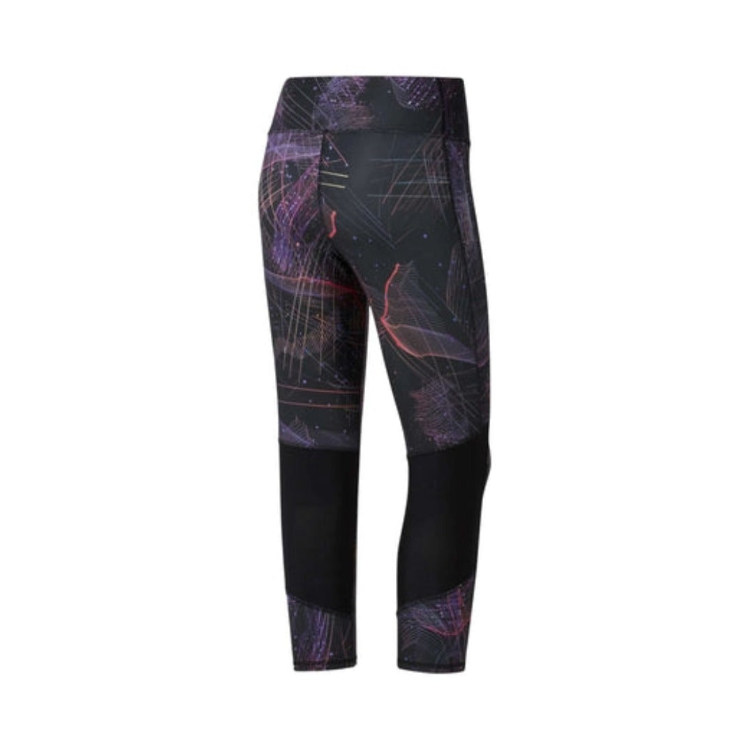 Reebok Women's One Series Running 3/4 Length Leggings - Black Regal Purple