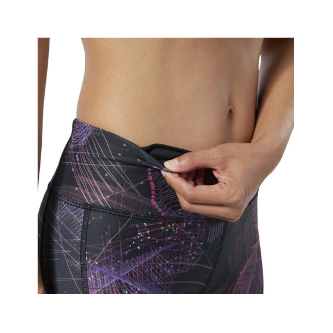 Reebok Women's One Series Running 3/4 Length Leggings - Black Regal Purple