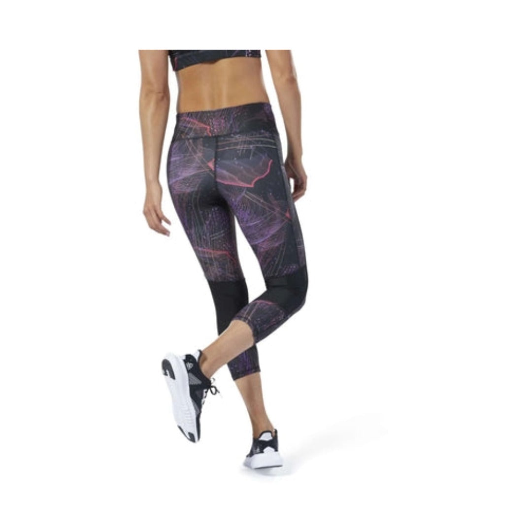 Reebok Women's One Series Running 3/4 Length Leggings - Black Regal Purple